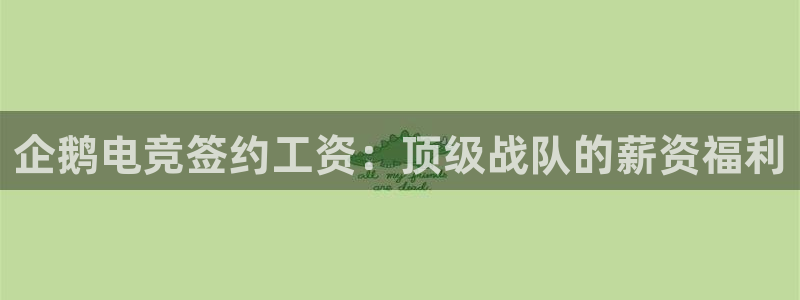 ob电竞官网：企鹅电竞签约工资：顶级战队的薪资福利